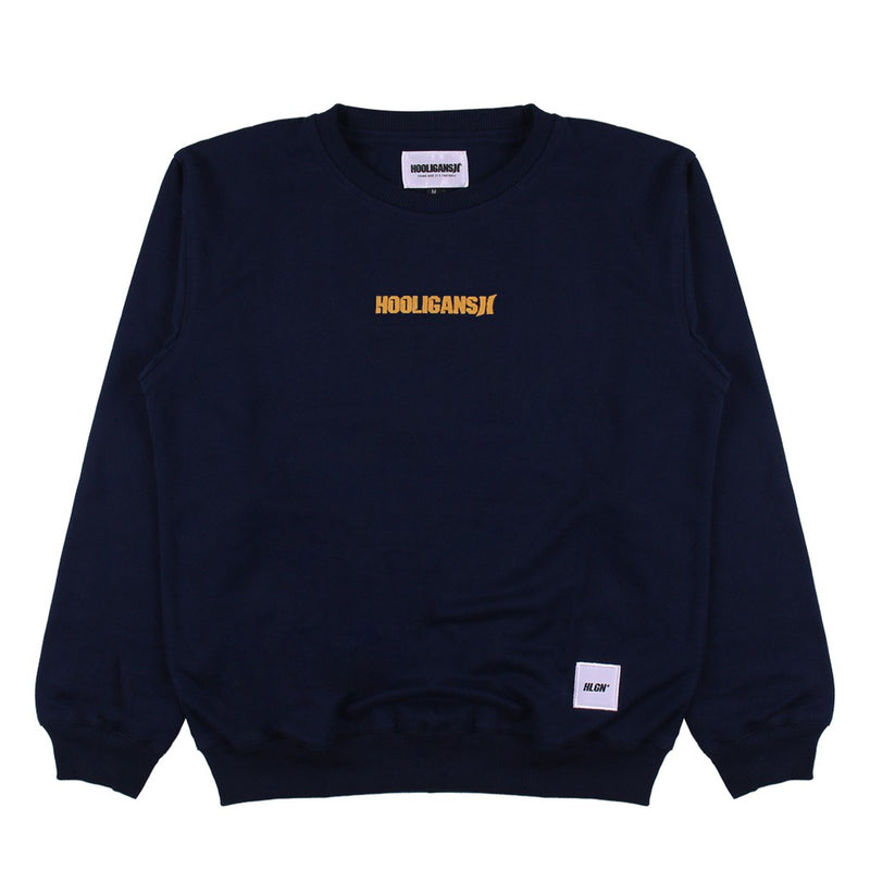 HOOLIGANS Sweater Crewneck Raw Brand - Navy