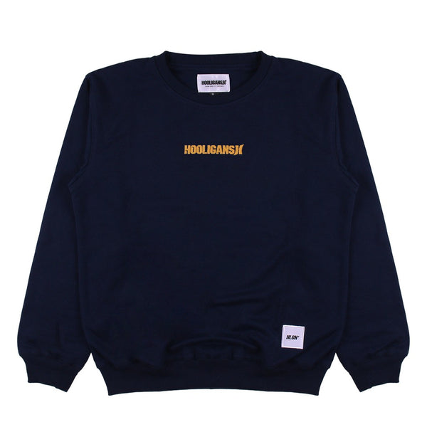 HOOLIGANS Sweater Crewneck Raw Brand - Navy