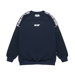 HOOLIGANS Sweater Crewneck Lyte Stegen Tape Brand Navy