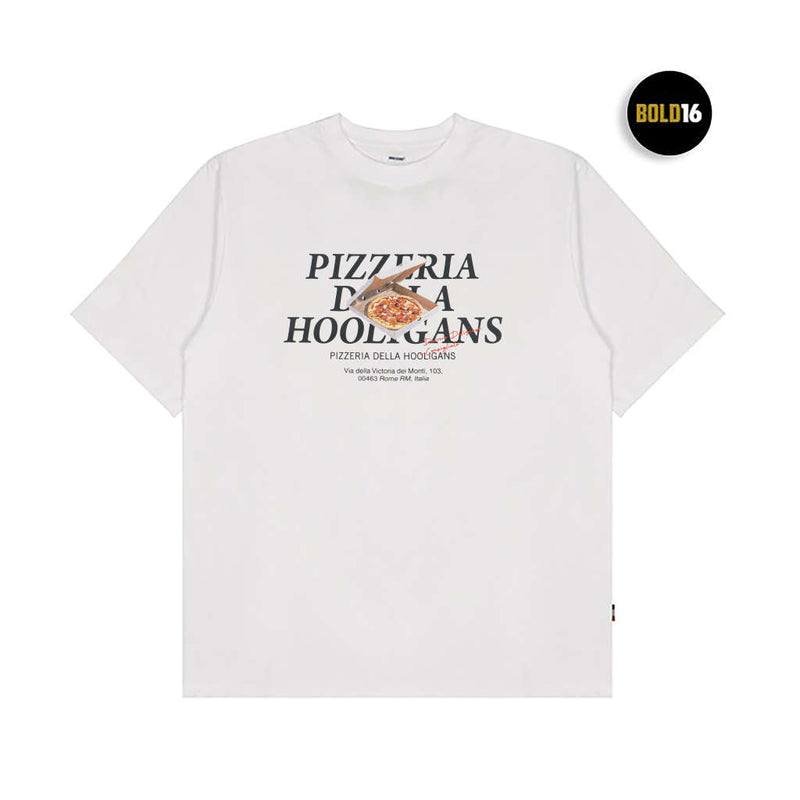 HOOLIGANS T-shirt Bold16 Pizzeria Oversize White