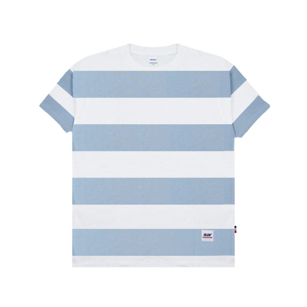 Hooligans T-Shirt Stripe Strepen Dusty Blue White