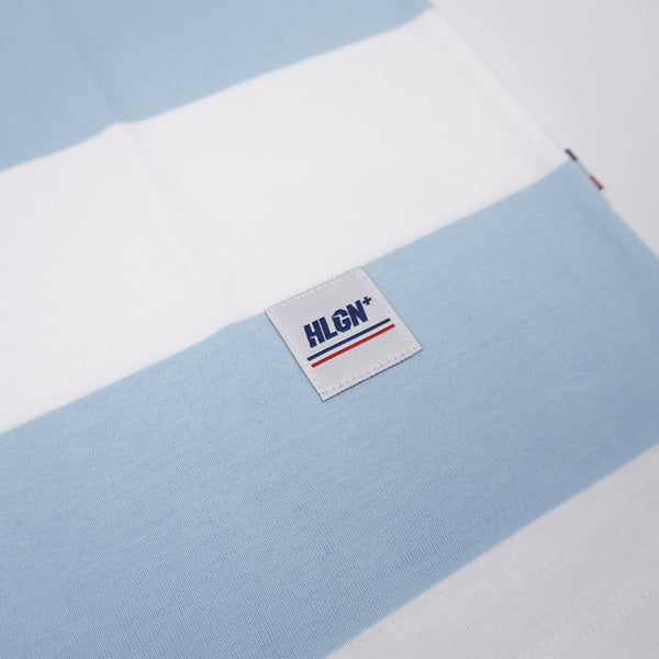 Hooligans T-Shirt Stripe Strepen Dusty Blue White