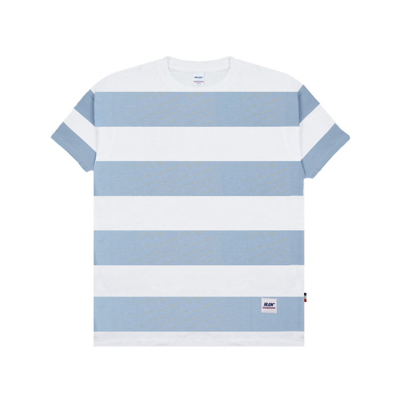 Hooligans T-Shirt Stripe Strepen Dusty Blue White