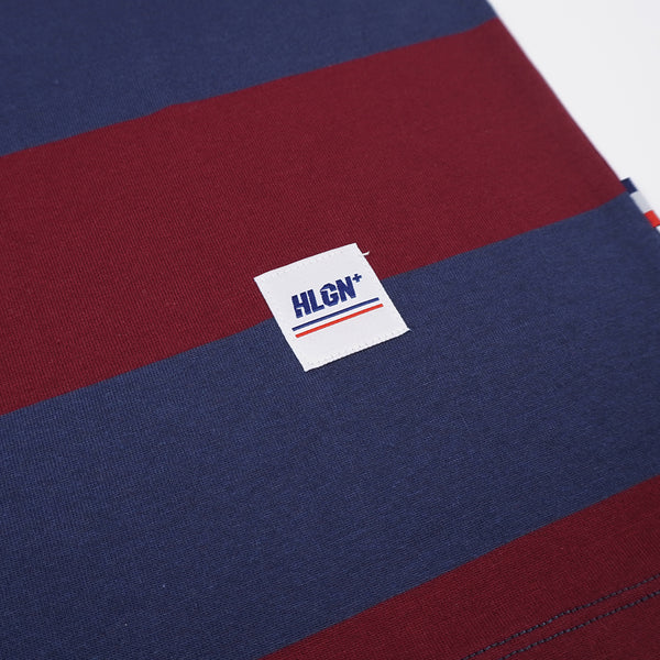 Hooligans T-Shirt Stripe Strepen Navy Maroon