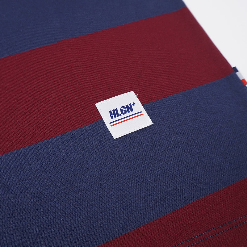Hooligans T-Shirt Stripe Strepen Navy Maroon