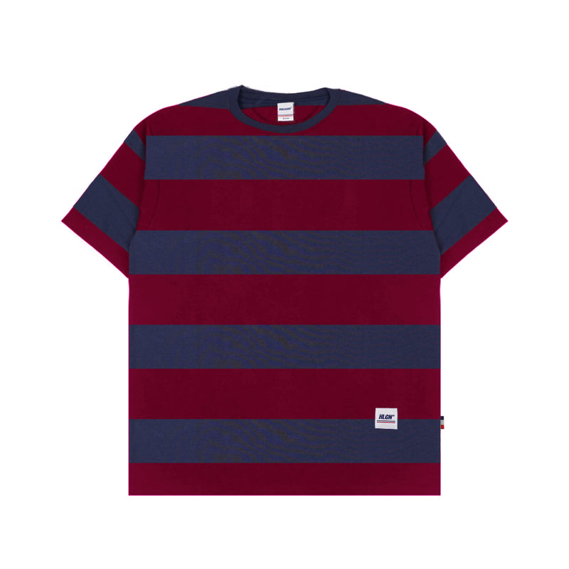 Hooligans T-Shirt Stripe Strepen Navy Maroon