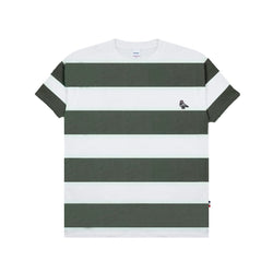 Hooligans T-Shirt Stripe Strepen Army White