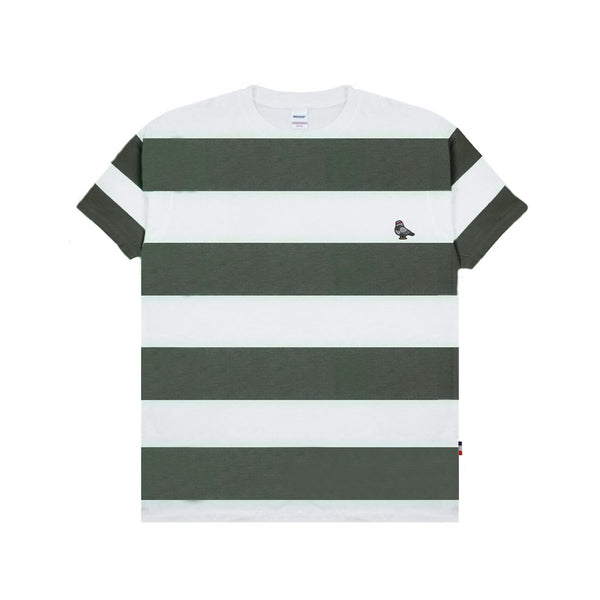 Hooligans T-Shirt Stripe Strepen Army White