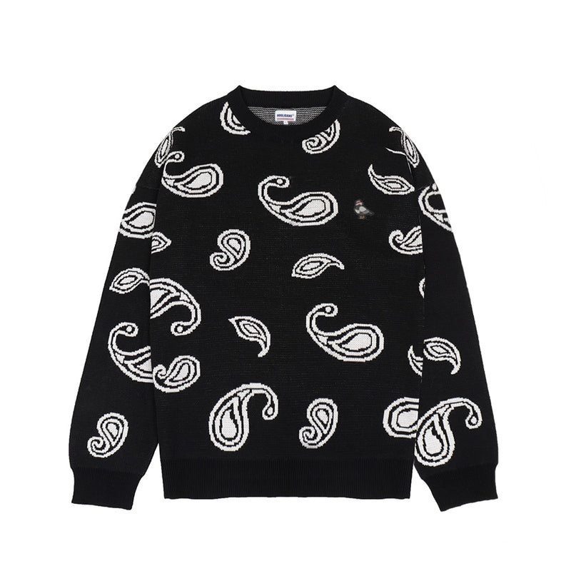Hooligans Knit Sweater Carles Paisley Black