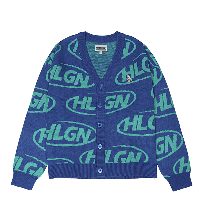 Hooligans Knit Sweater Cardigan Vortex Blue Green