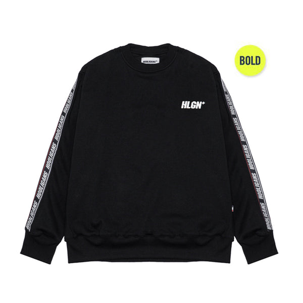 HOOLIGANS Sweater Crewneck Bold Linea Tape Brand Black