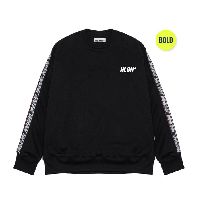 HOOLIGANS Sweater Crewneck Bold Linea Tape Brand Black