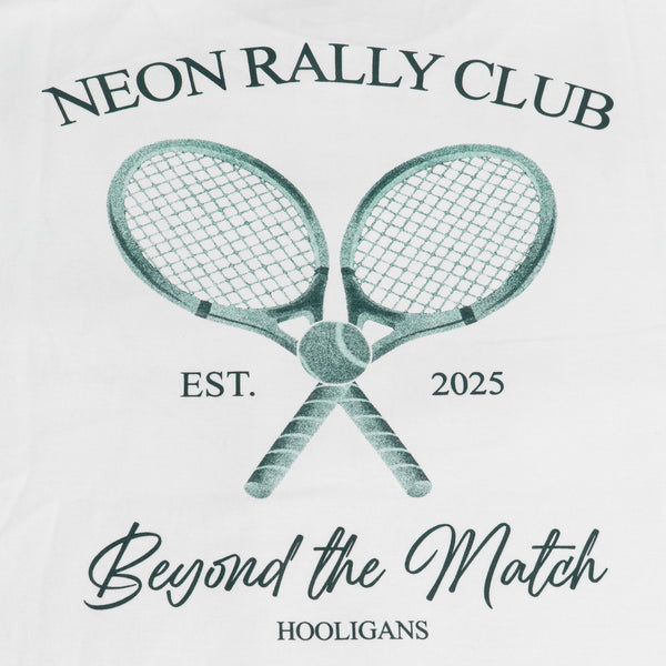 Hooligans T-Shirt Neon Rally Club White