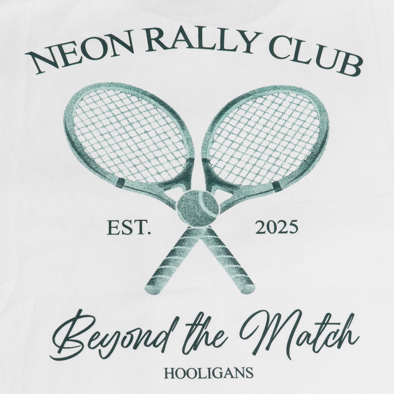 Hooligans T-Shirt Neon Rally Club White