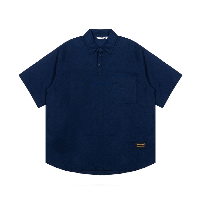 Hooligans Kemeja SS Boxy Oversized Figo - Navy
