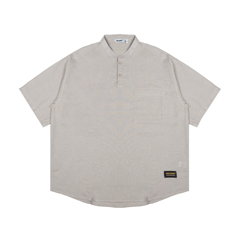 Hooligans Kemeja Koko SS Boxy Oversized Zizou - Soft Beige